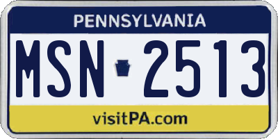 PA license plate MSN2513