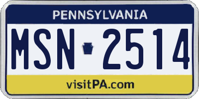 PA license plate MSN2514