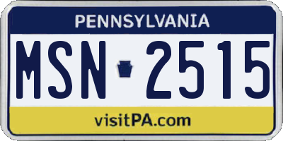 PA license plate MSN2515