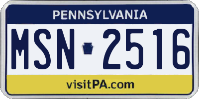 PA license plate MSN2516