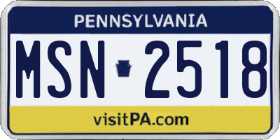 PA license plate MSN2518