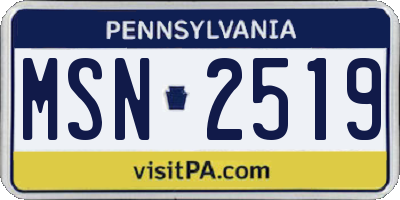 PA license plate MSN2519
