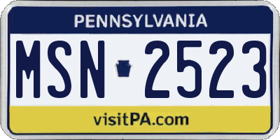 PA license plate MSN2523