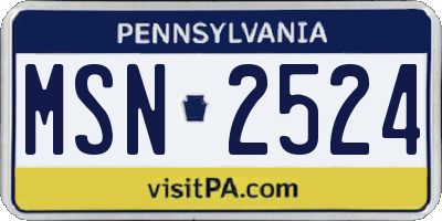 PA license plate MSN2524