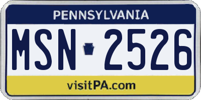 PA license plate MSN2526