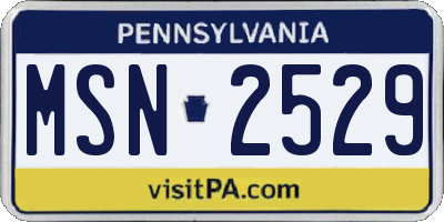 PA license plate MSN2529