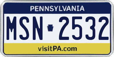PA license plate MSN2532