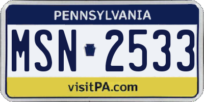 PA license plate MSN2533