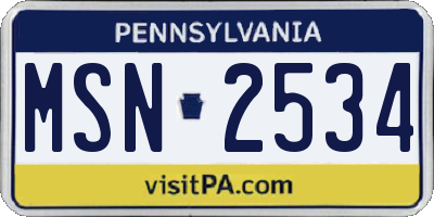PA license plate MSN2534
