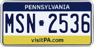 PA license plate MSN2536