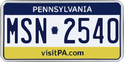 PA license plate MSN2540