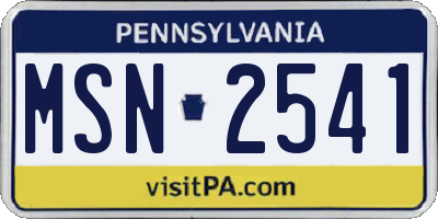 PA license plate MSN2541