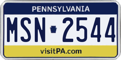 PA license plate MSN2544