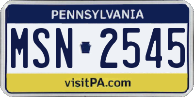 PA license plate MSN2545