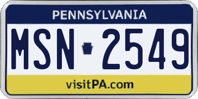 PA license plate MSN2549