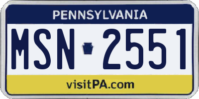 PA license plate MSN2551