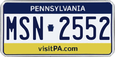 PA license plate MSN2552