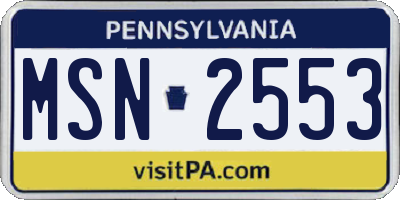 PA license plate MSN2553
