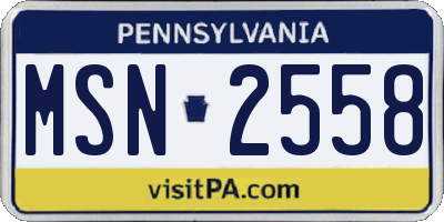 PA license plate MSN2558