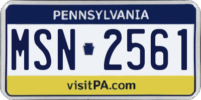 PA license plate MSN2561