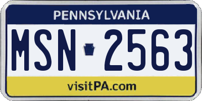 PA license plate MSN2563