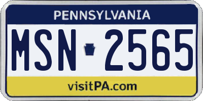 PA license plate MSN2565