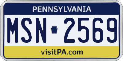 PA license plate MSN2569
