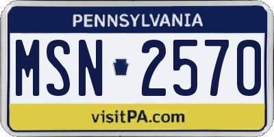 PA license plate MSN2570