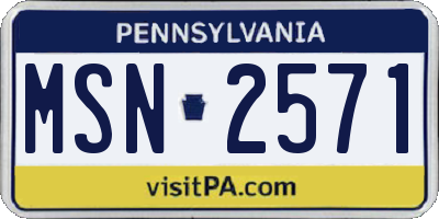 PA license plate MSN2571
