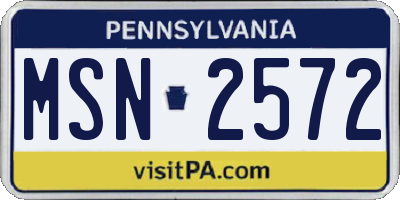 PA license plate MSN2572
