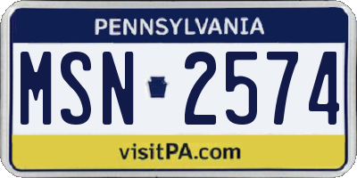 PA license plate MSN2574