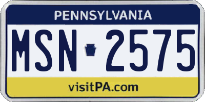 PA license plate MSN2575