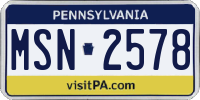 PA license plate MSN2578