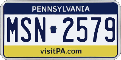 PA license plate MSN2579