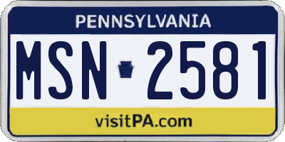 PA license plate MSN2581