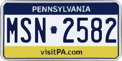 PA license plate MSN2582