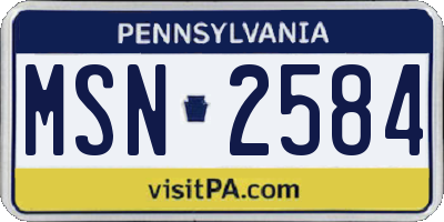 PA license plate MSN2584