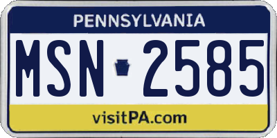 PA license plate MSN2585