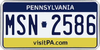 PA license plate MSN2586