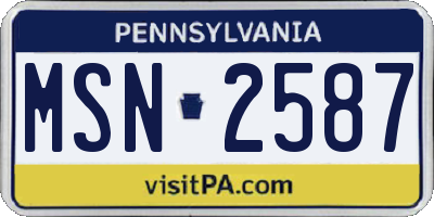 PA license plate MSN2587