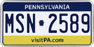 PA license plate MSN2589