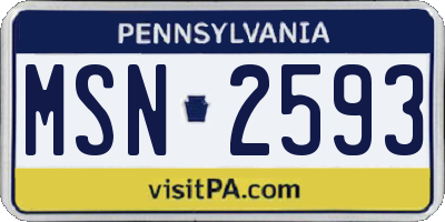 PA license plate MSN2593