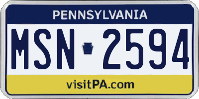 PA license plate MSN2594