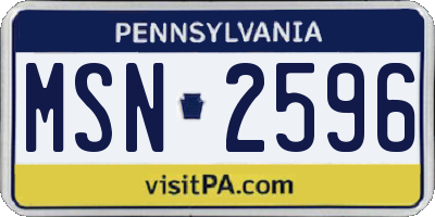 PA license plate MSN2596