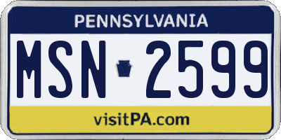 PA license plate MSN2599