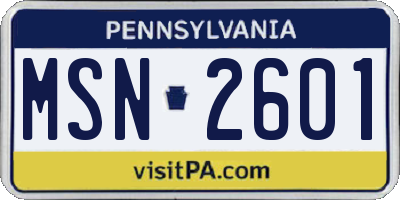 PA license plate MSN2601