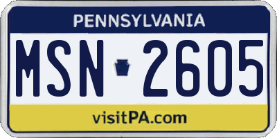 PA license plate MSN2605