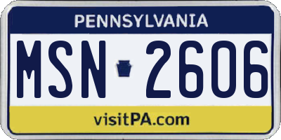 PA license plate MSN2606