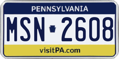 PA license plate MSN2608