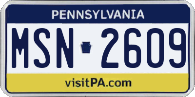 PA license plate MSN2609